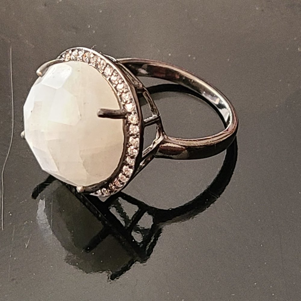 Moonstone Ring Size 8 Sterling silver oxidized -Rare ring -Fashion Jewelry - Picture 9 of 9